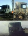 عکس/آتش گرفتن تریلر حمل سنگ در جاده بهاباد